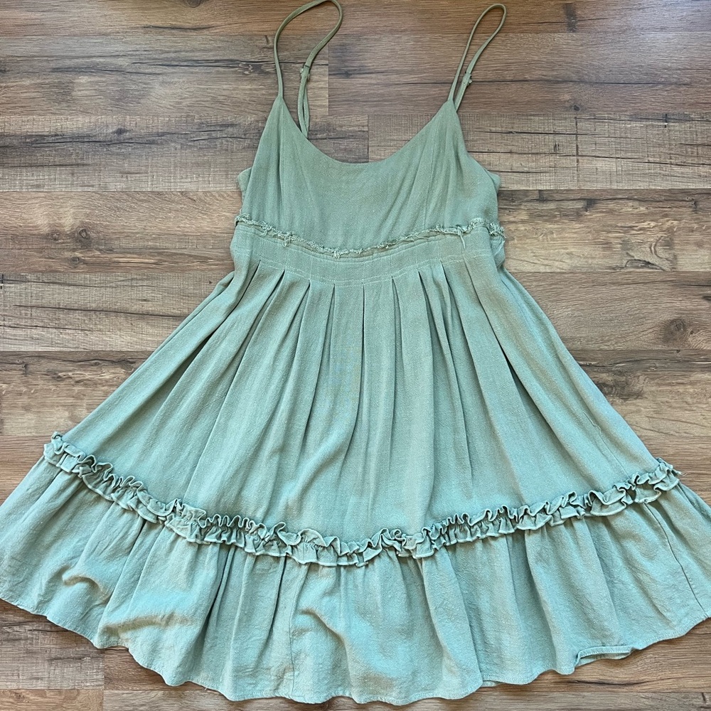 Green Ruffle Hem Dress